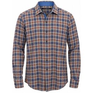 Hammer Made Plaid Brushed Cotton Twill Shirt L/S Mens Sz 46 18.5 Gray Blue Brown